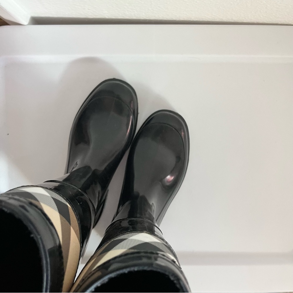 Burberry rain boots.